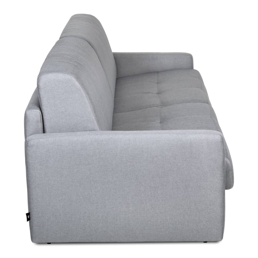 Canapé convertible 3 places en tissu gris ouverture express, accoudoirs slim